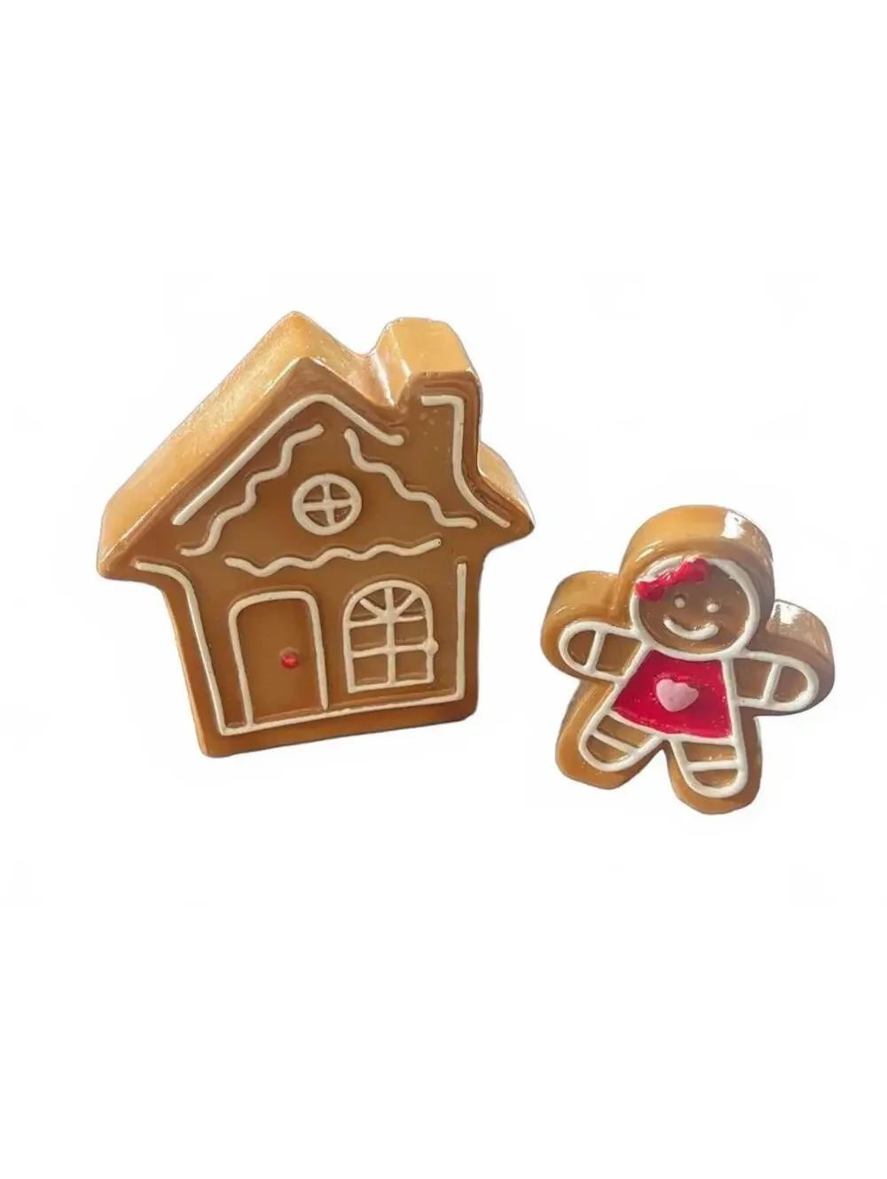 Ceramic Gingerbread House and Gingerbread Man Figurines Set